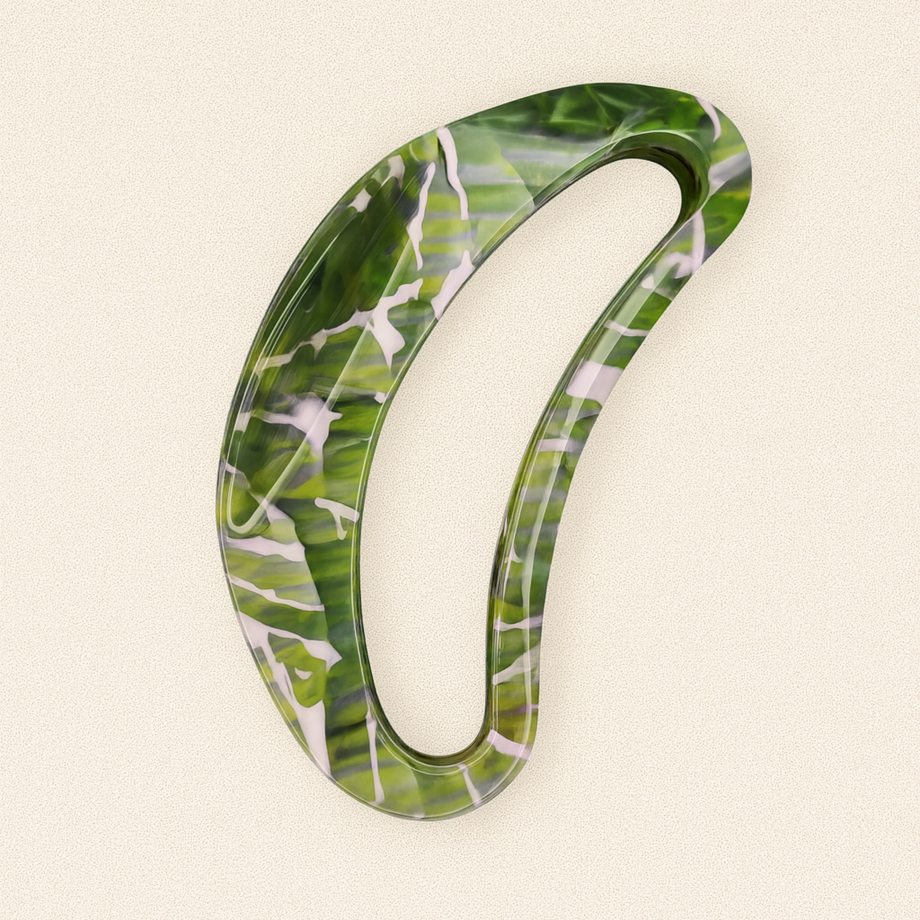 Půlměsícový skřipec do vlasů LUNEA z acetátu - zelený2